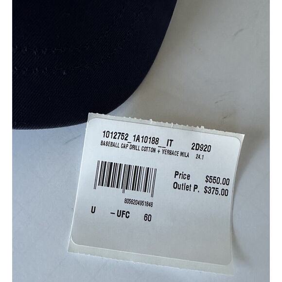 Versace Logo Drill Cotton Baseball Cap Hat Blue Size 60 Italy 1012752 NWT $550 main image 8
